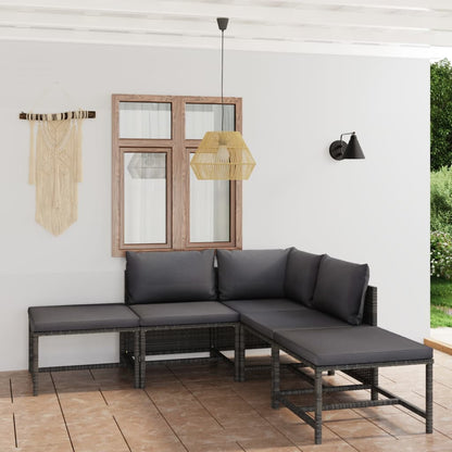 Garden Lounge Set Grey Poly Rattan Modular Garden Lounge Set