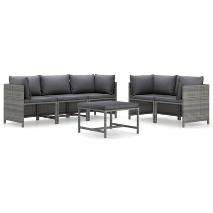 Garden Lounge Set Grey PE (polyethylene) rattan, powder-coated steel