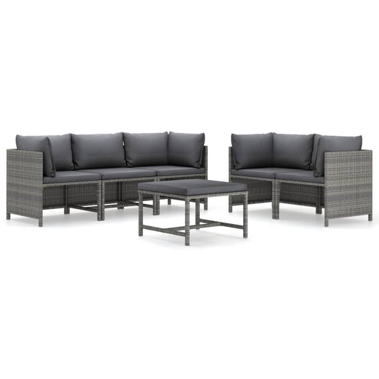 Garden Lounge Set Grey PE (polyethylene) rattan, powder-coated steel