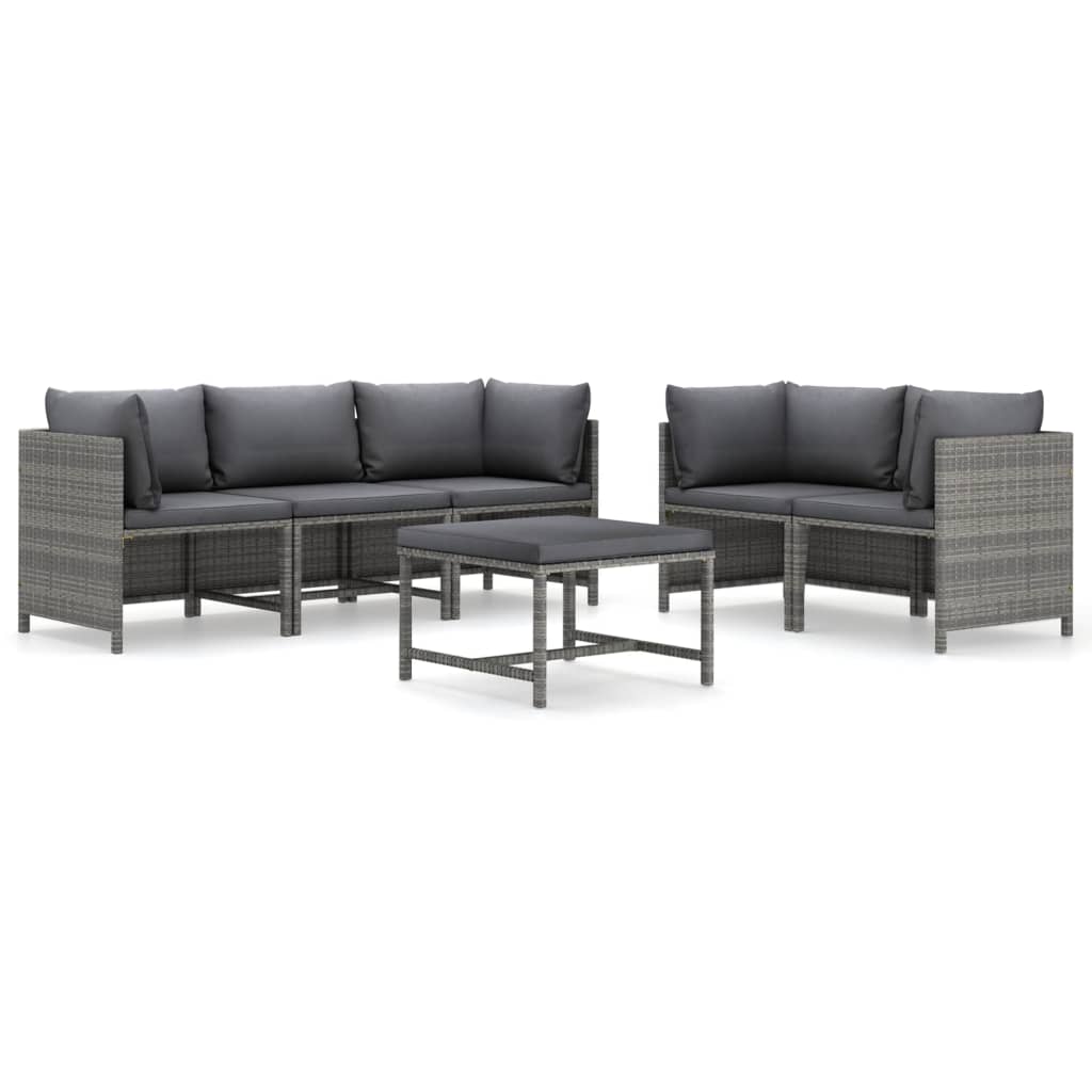 Garden Lounge Set Grey PE (polyethylene) rattan, powder-coated steel