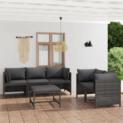 Garden Lounge Set Grey PE (polyethylene) rattan, powder-coated steel