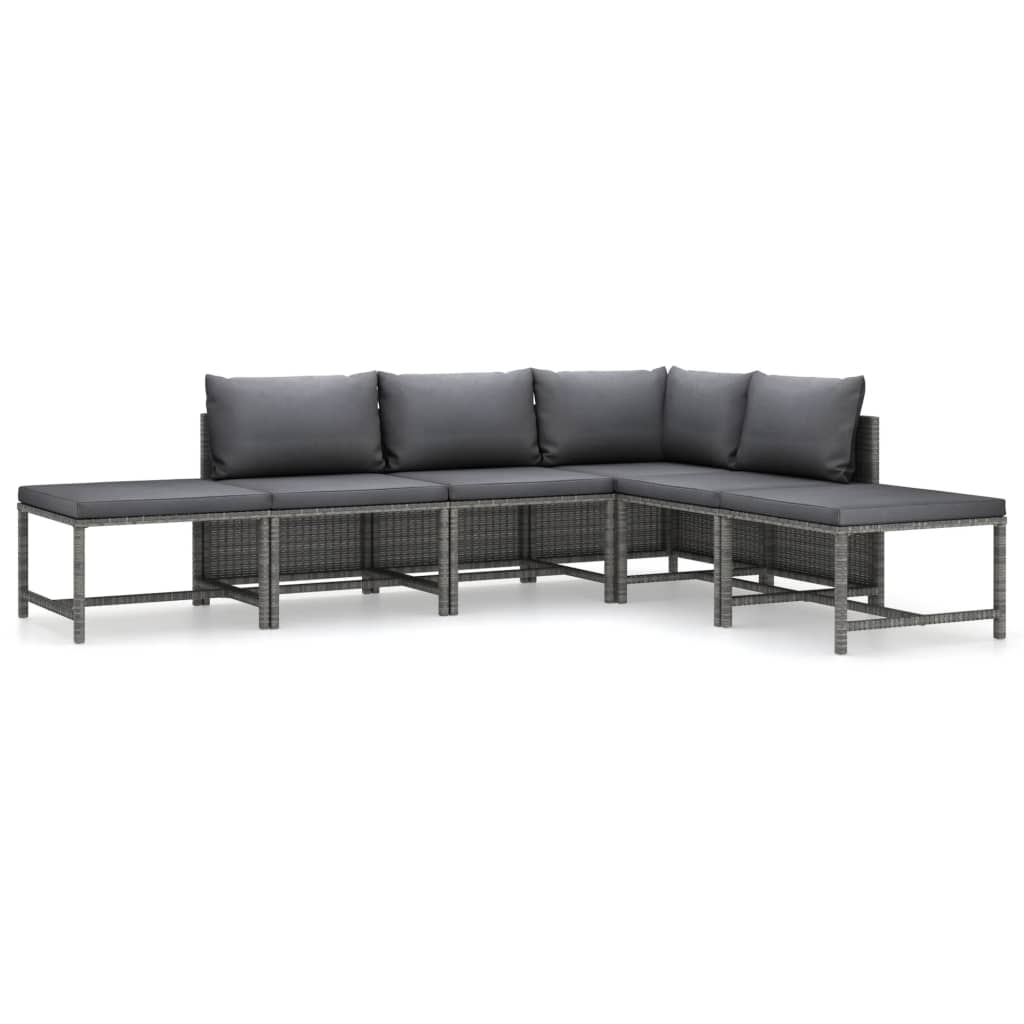 Garden Lounge Set Grey with Anthracite Cushions