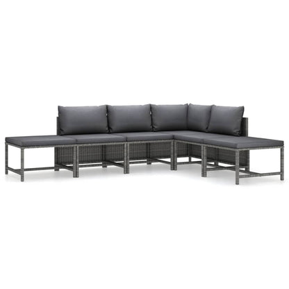 Garden Lounge Set Grey with Anthracite Cushions
