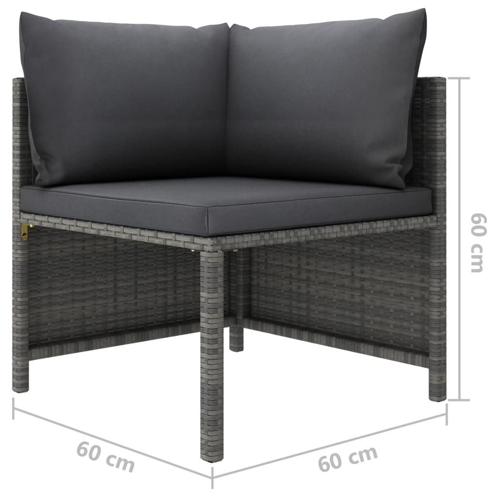 Garden Lounge Set Grey with Anthracite Cushions