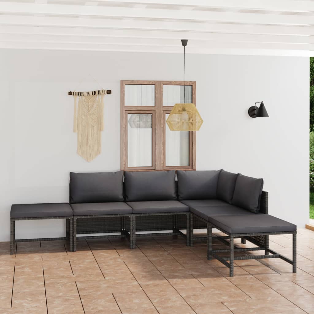 Garden Lounge Set Grey with Anthracite Cushions