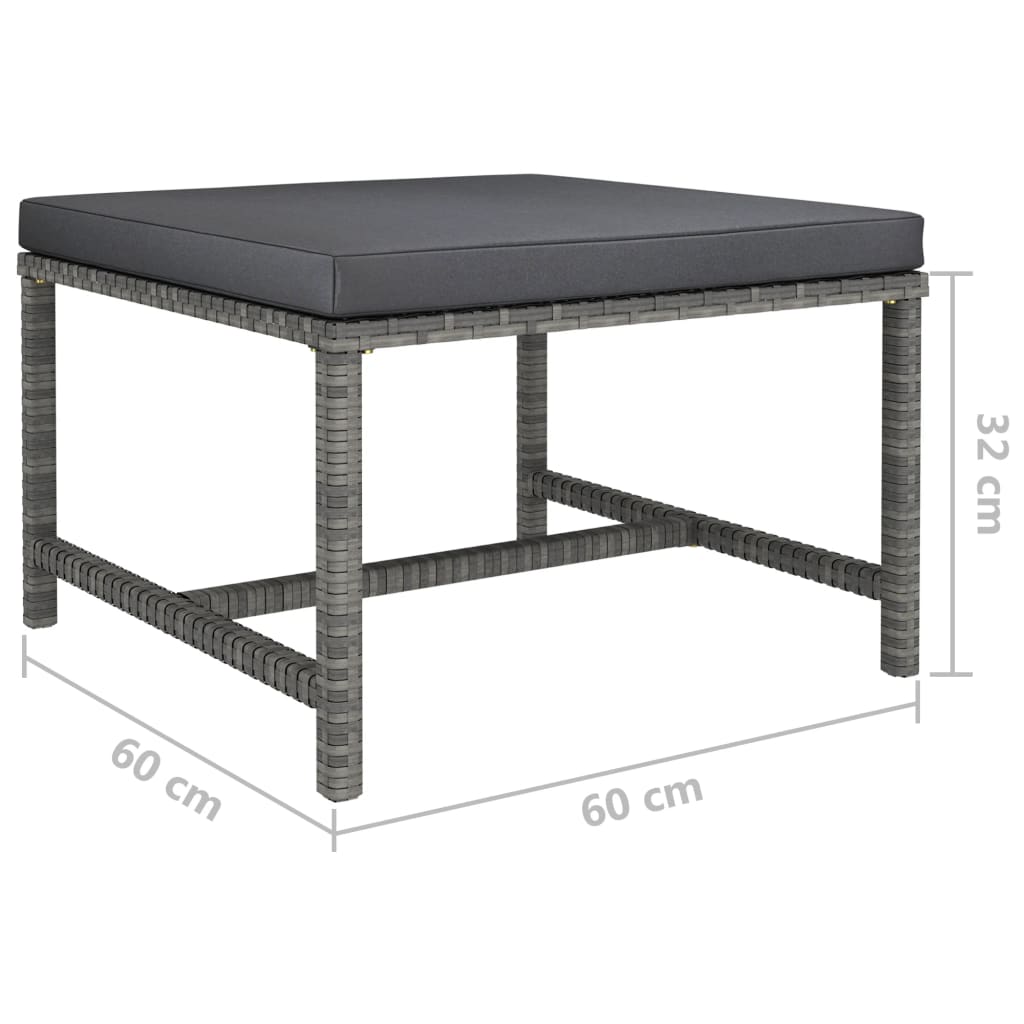 Garden Lounge Set Grey PE rattan, powder-coated steel Medium