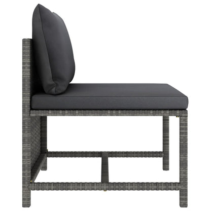 Garden Lounge Set Grey PE rattan, powder-coated steel Medium