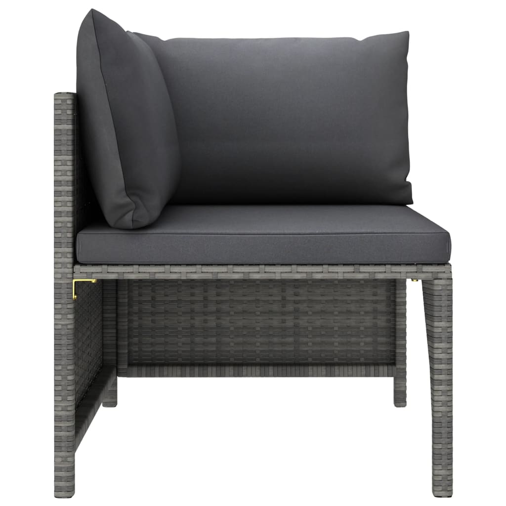 Garden Lounge Set Grey PE (polyethylene) rattan, powder-coated steel