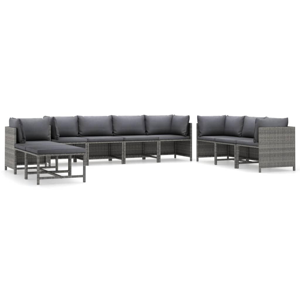 Garden Lounge Set Grey, Anthracite PE (polyethylene) rattan