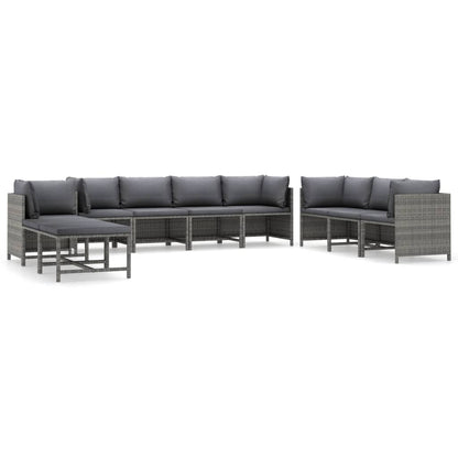 Garden Lounge Set Grey, Anthracite PE (polyethylene) rattan