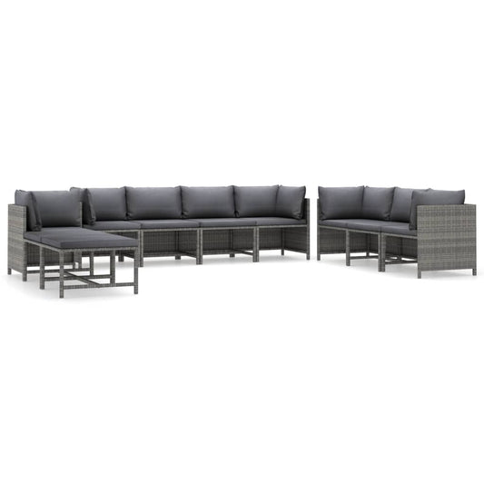 Garden Lounge Set Grey, Anthracite PE (polyethylene) rattan