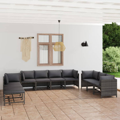 Garden Lounge Set Grey, Anthracite PE (polyethylene) rattan