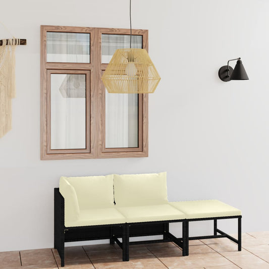 Garden Lounge Set Black, Cream White