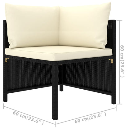 Garden Lounge Set Black PE rattan 6 Piece Set Light Weight