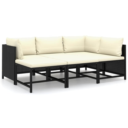 Garden Lounge Set Black PE rattan 6 Piece Set Light Weight