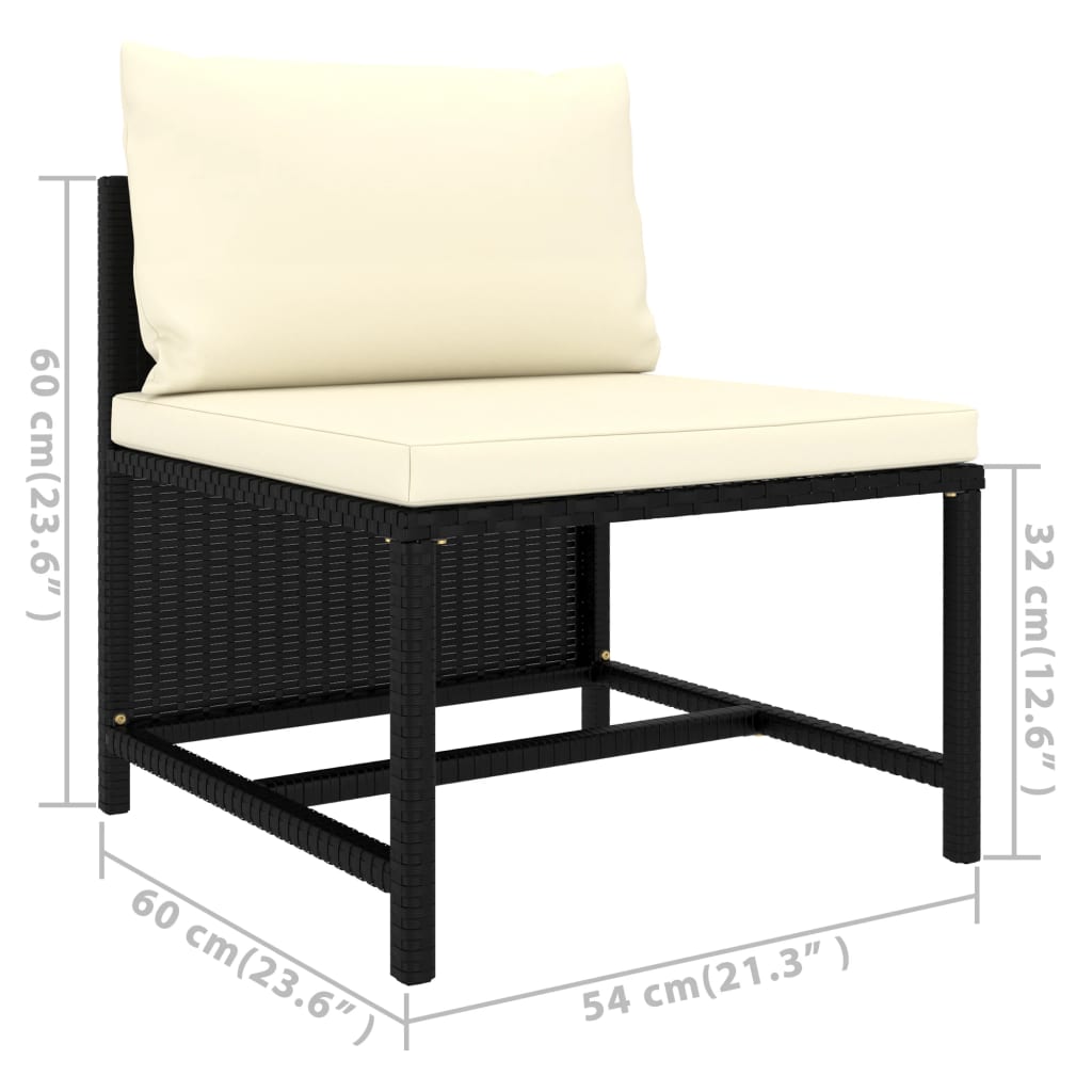 Garden Lounge Set Black PE rattan 6 Piece Set Light Weight