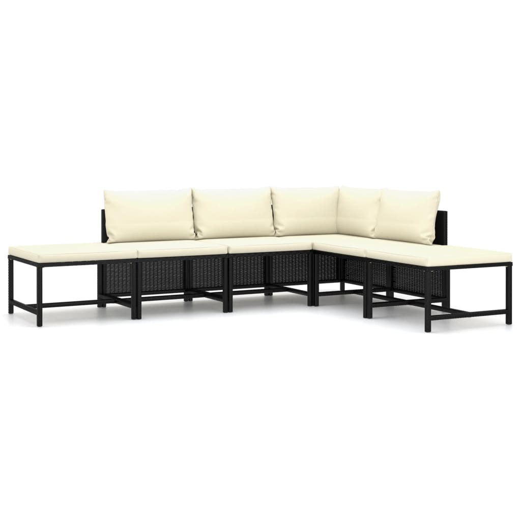 Garden Lounge Set Black PE (polyethylene) rattan Standard Modular