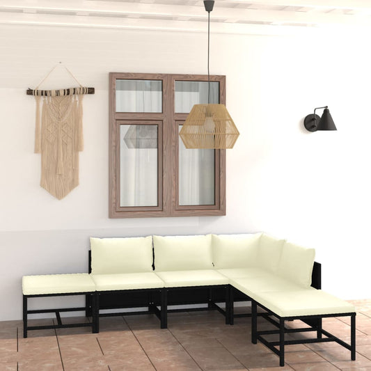 Garden Lounge Set Black PE (polyethylene) rattan Standard Modular