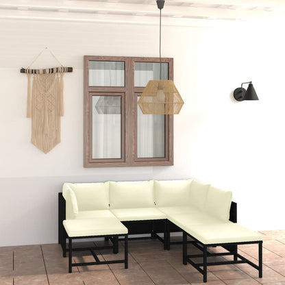 Garden Lounge Set Black, Cream White