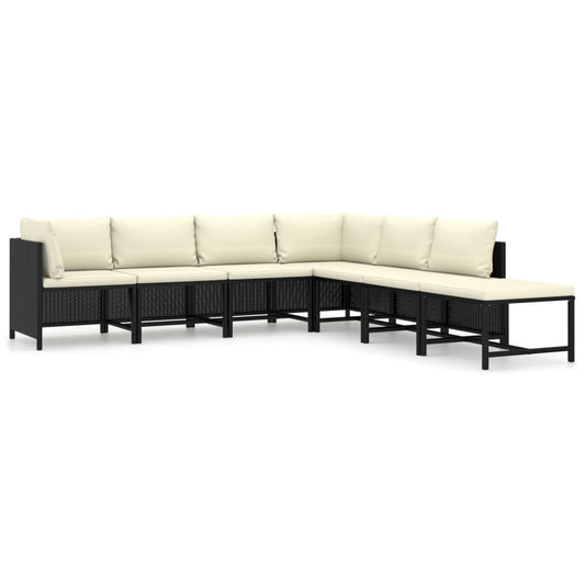 Garden Lounge Set Black frame with cream white cushions