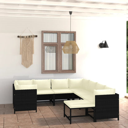 Garden Lounge Set Black, Cream White