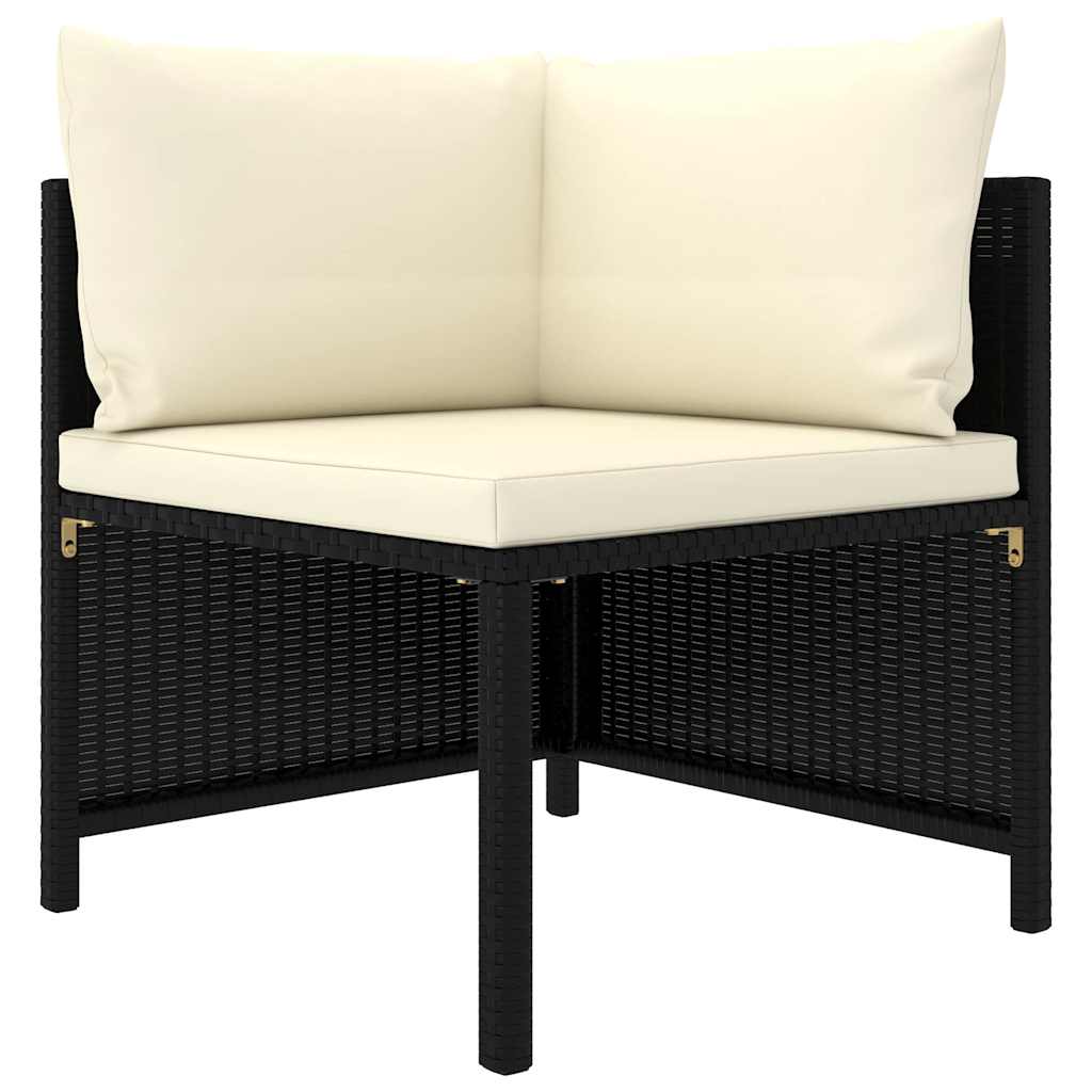 Garden Lounge Set Black PE Rattan, Powder-Coated Steel, Polyester