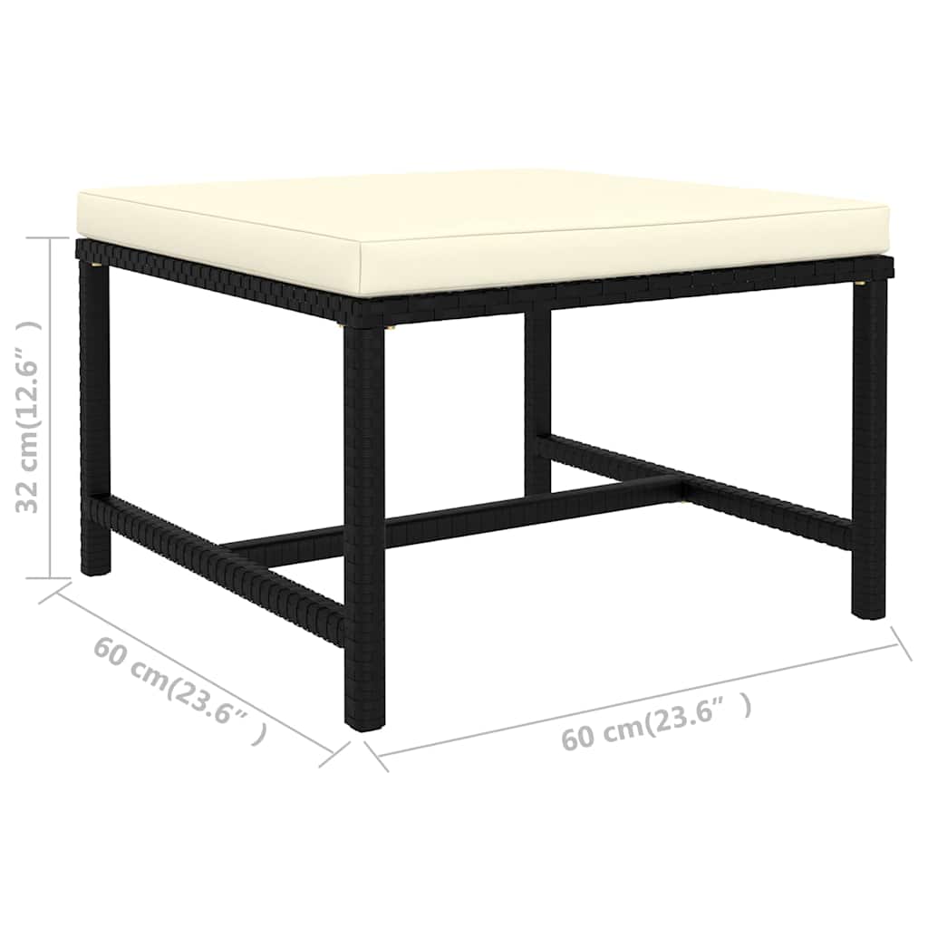Garden Lounge Set Black PE Rattan, Powder-Coated Steel, Polyester