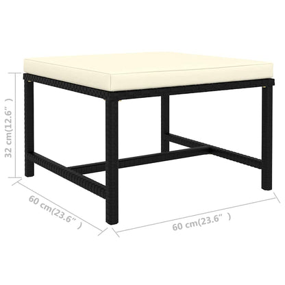 Garden Lounge Set Black PE Rattan, Powder-Coated Steel, Polyester