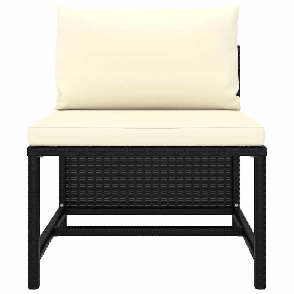 Garden Lounge Set Black PE Rattan, Powder-Coated Steel, Polyester