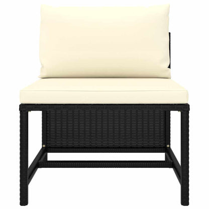 Garden Lounge Set Black PE Rattan, Powder-Coated Steel, Polyester
