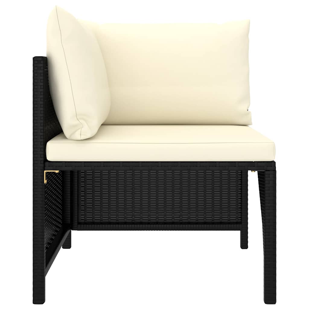 Garden Lounge Set Black PE Rattan, Powder-Coated Steel, Polyester