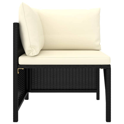 Garden Lounge Set Black PE Rattan, Powder-Coated Steel, Polyester