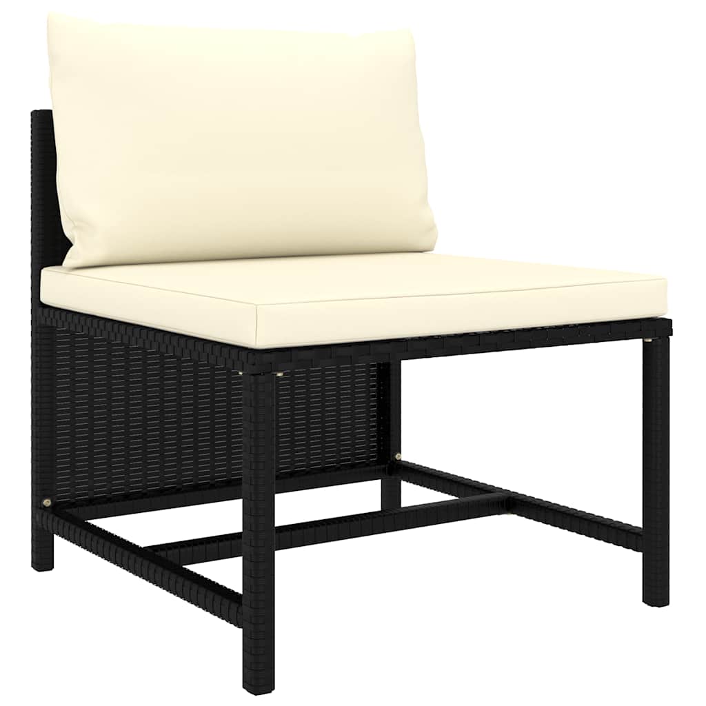 Garden Lounge Set Black PE Rattan, Powder-Coated Steel, Polyester