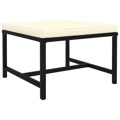 Garden Lounge Set Black PE Rattan, Powder-Coated Steel, Polyester
