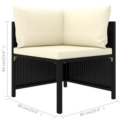 Garden Lounge Set Black PE Rattan, Powder-Coated Steel, Polyester