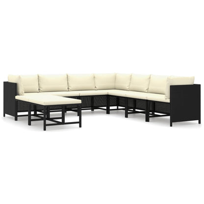 Garden Lounge Set Black/Cream White
