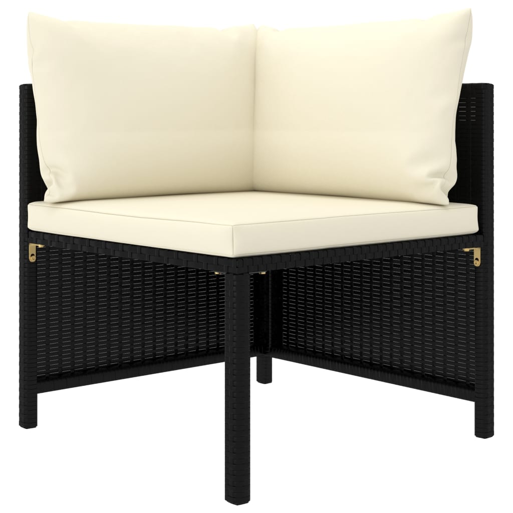Garden Lounge Set Black/Cream White