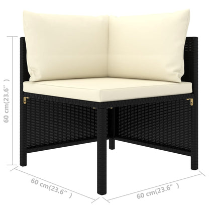 Garden Lounge Set Black/Cream White