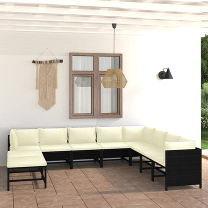 Garden Lounge Set Black/Cream White