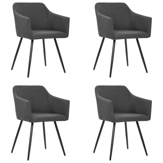 Dining Chair Set of 4 Dark Grey Fabric (100% polyester), Metal