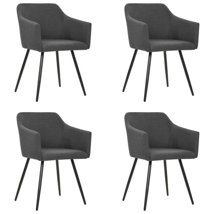 Dining Chair Set of 4 Dark Grey Fabric (100% polyester), Metal