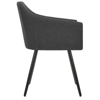 Dining Chair Set of 4 Dark Grey Fabric (100% polyester), Metal