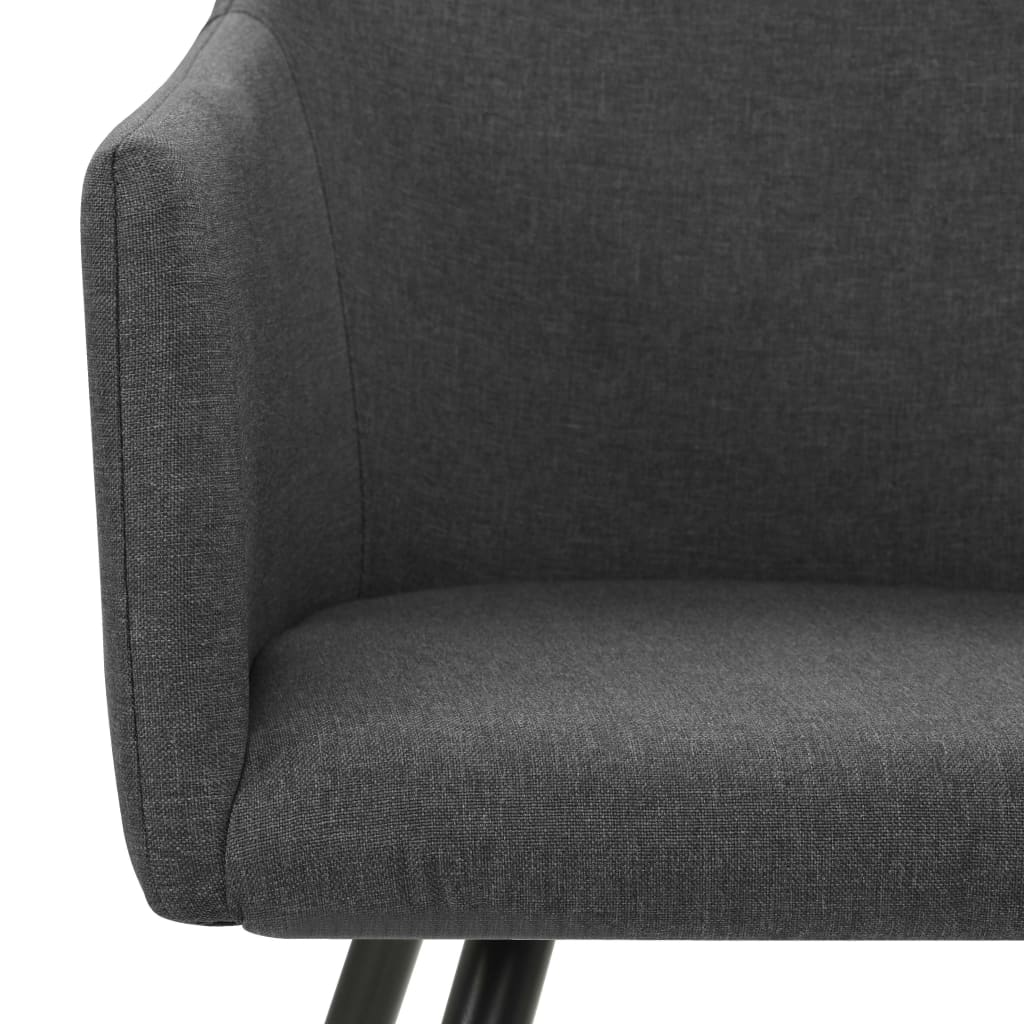 Dining Chair Set of 4 Dark Grey Fabric (100% polyester), Metal