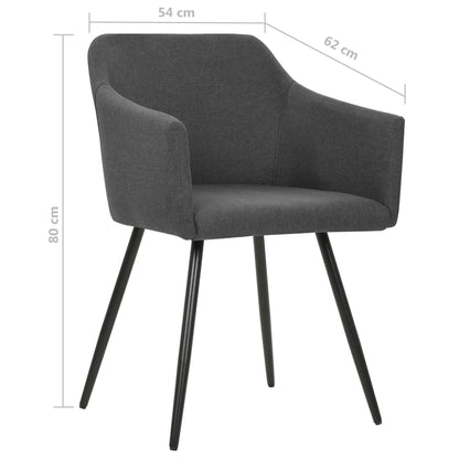 Dining Chair Set of 4 Dark Grey Fabric (100% polyester), Metal