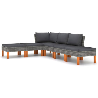Garden Lounge Set Grey PE rattan Medium Removable Covers