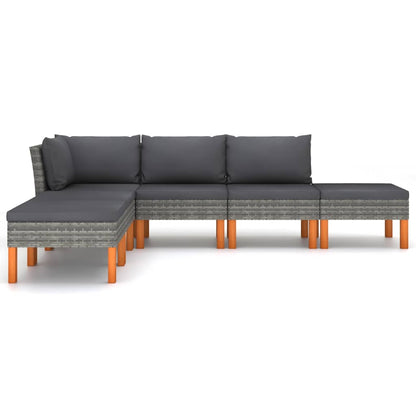 Garden Lounge Set Grey PE rattan Medium Removable Covers