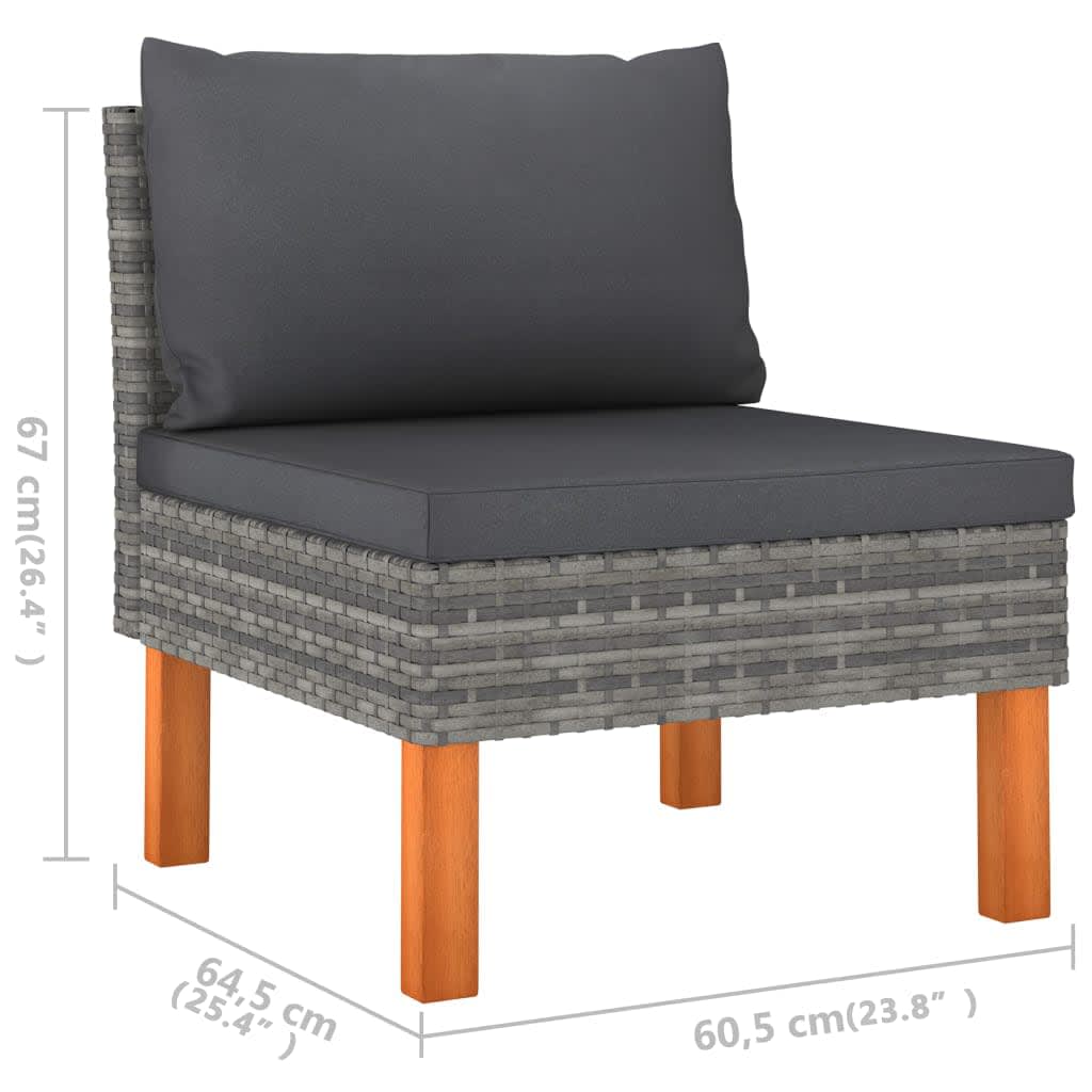 Garden Lounge Set Grey PE rattan Medium Removable Covers