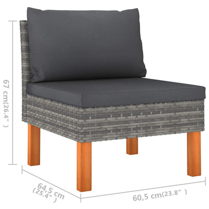 Garden Lounge Set Grey PE rattan Medium Removable Covers
