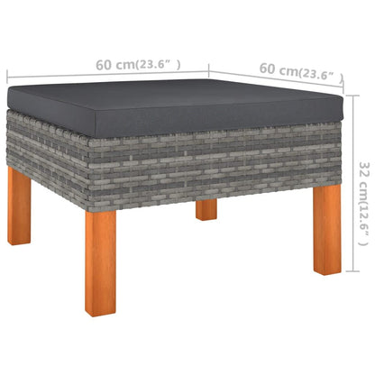 Garden Lounge Set Grey PE rattan Medium Removable Covers