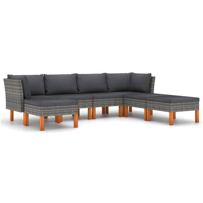 Garden Lounge Set Gray PE rattan Medium Light Weight